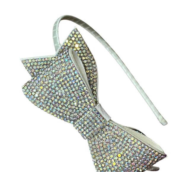 Bari Lynn Crystal Rhinestone Bow Headband Girls Glittering Stones Elegant Party - Picture 4 of 4